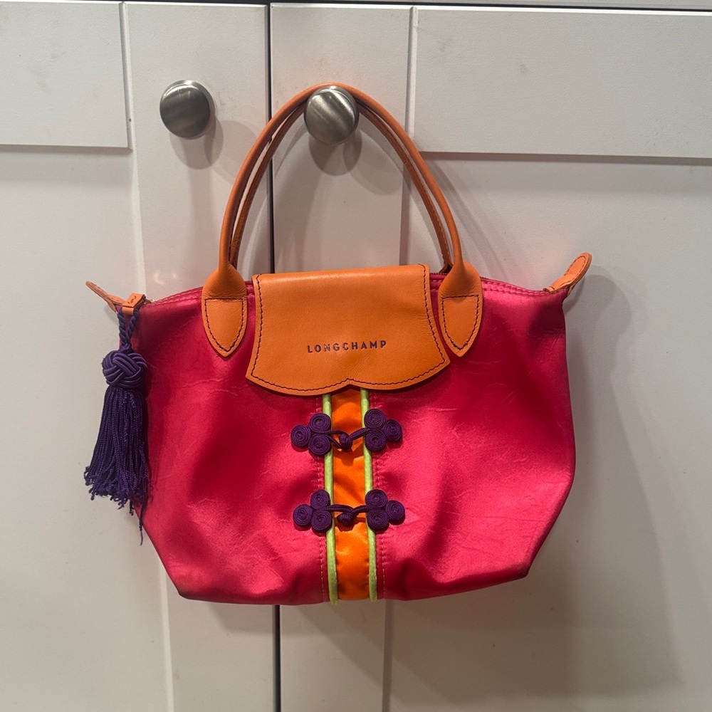 Longchamp Vibrant Pink and Orange Tote